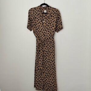 a new day Tan Leopard Print Midi Dress